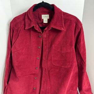 L.L. Bean Red Casual Button Down Shirt